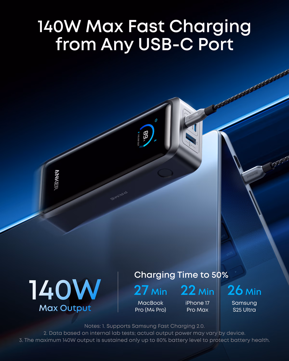 Anker Prime Power Bank (26K, 300W) view 3