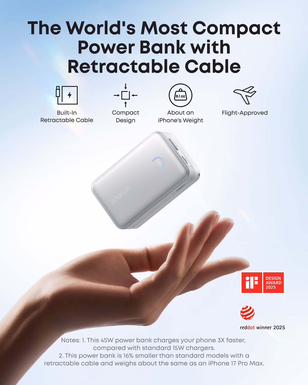 Anker Nano Power Bank (10K, 45W, Built-In Retractable USB-C Cable) view 4