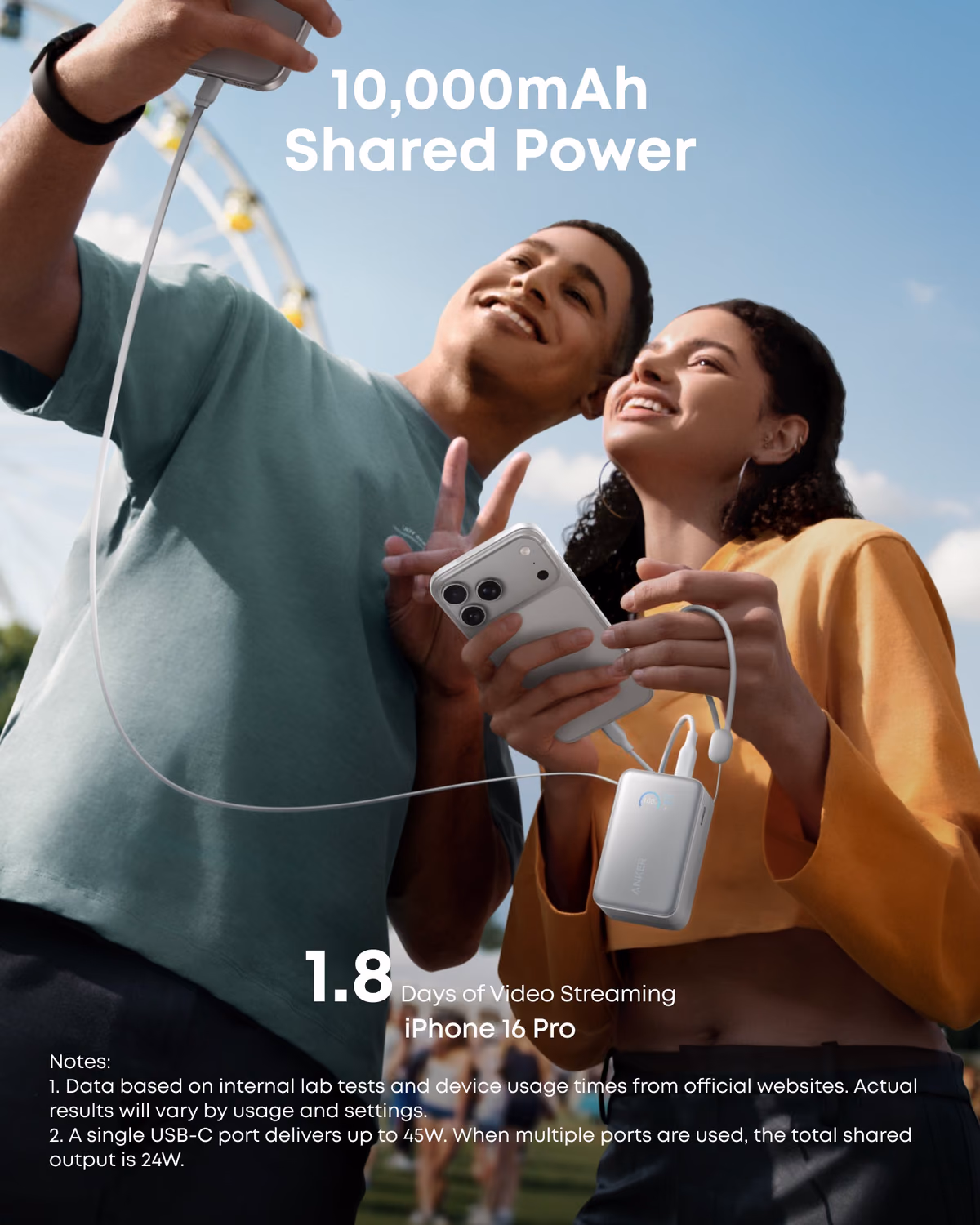 Anker Nano Power Bank (10K, 45W, Built-In Retractable USB-C Cable) view 5