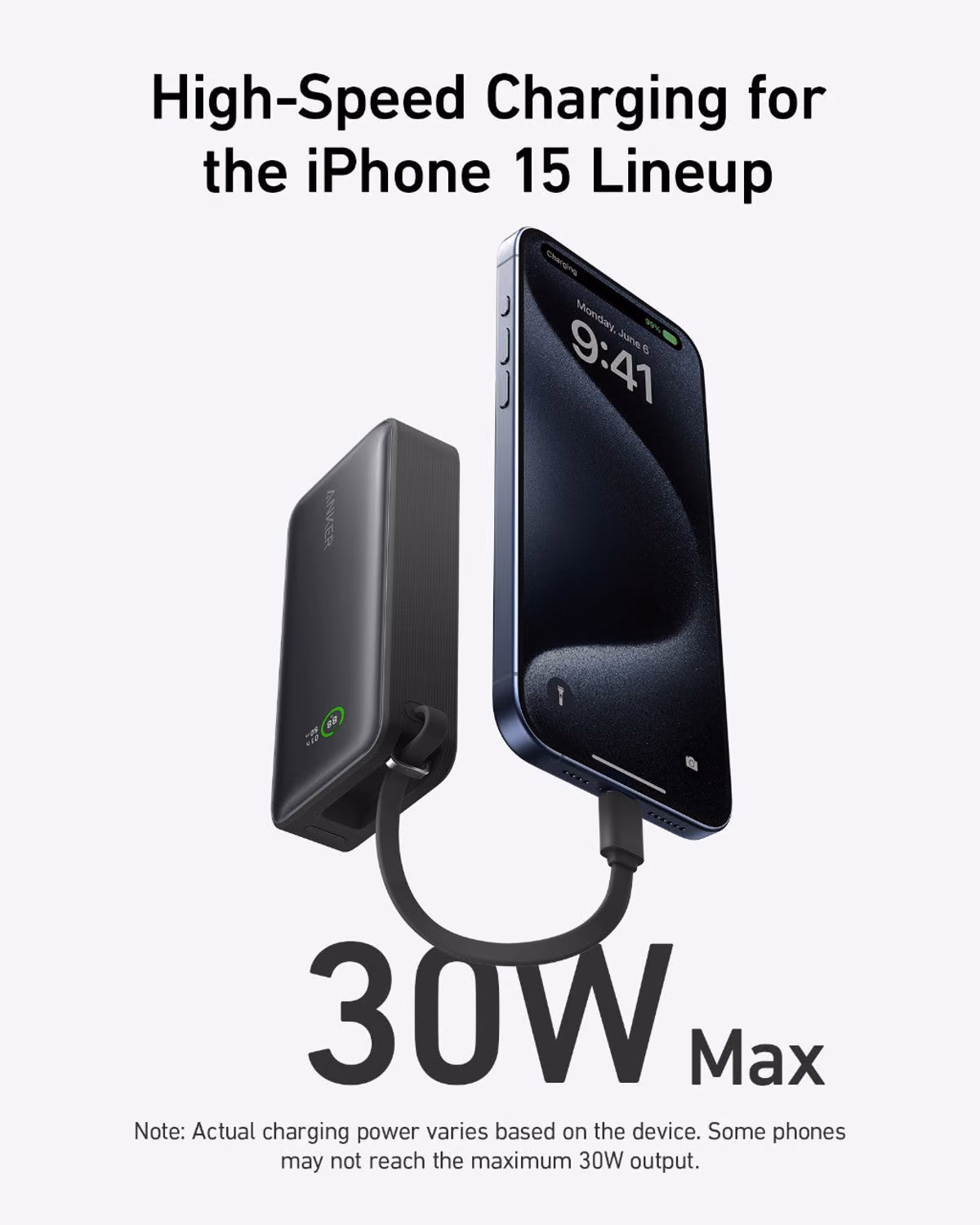 Anker Nano Power Bank (30W, Built-In USB-C Cable) view 2