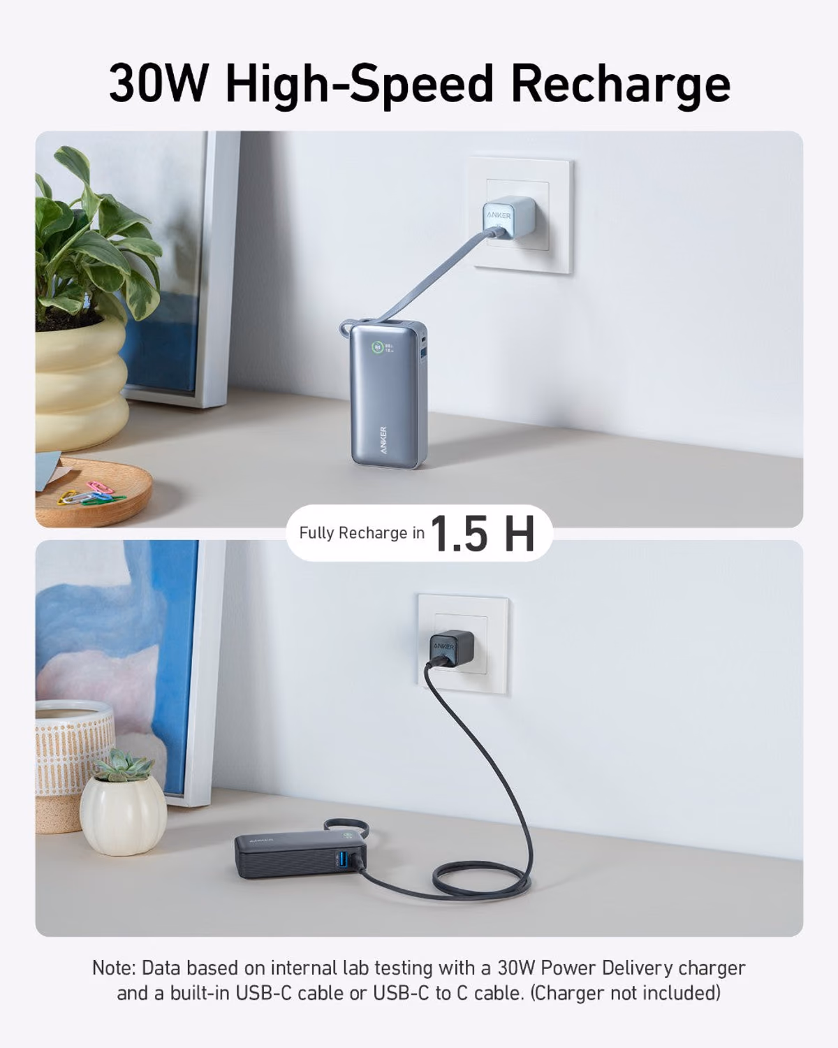 Anker Nano Power Bank (30W, Built-In USB-C Cable) view 5