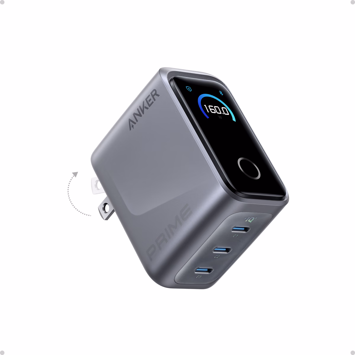 Anker Prime Charger (160W, 3 Ports, Smart Display) view 7
