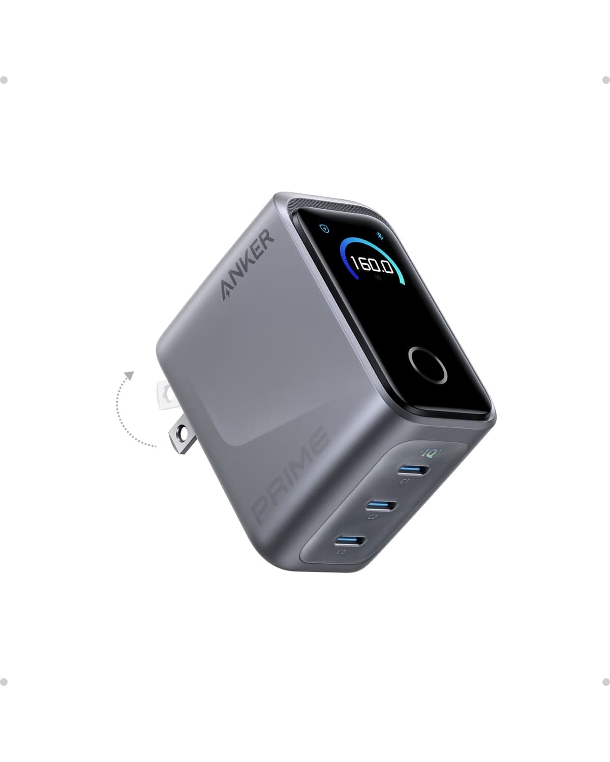Anker Prime Charger (160W, 3 Ports, Smart Display)