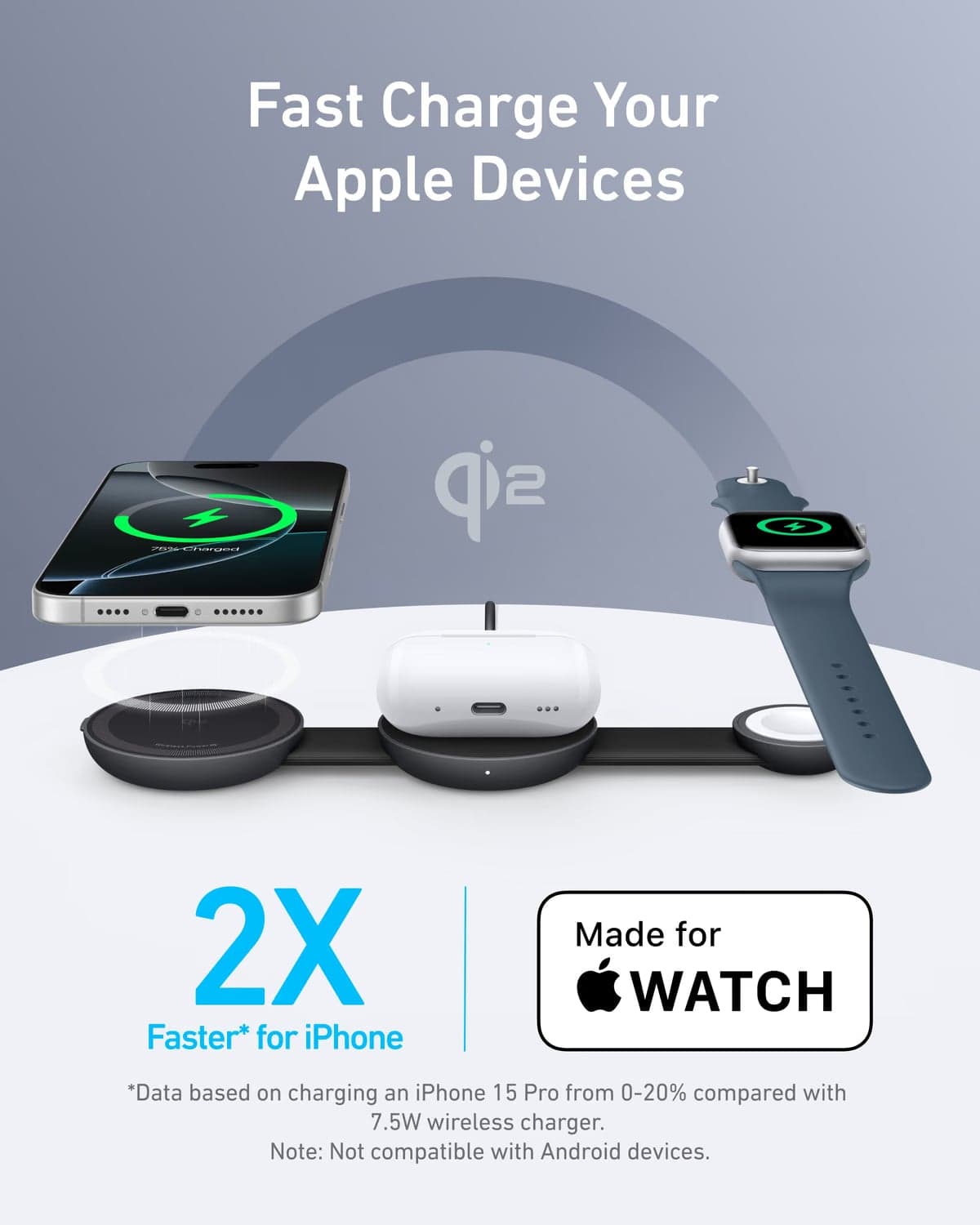 Anker MagGo Wireless Charging Station (3-in-1, Foldable Pad) view 3